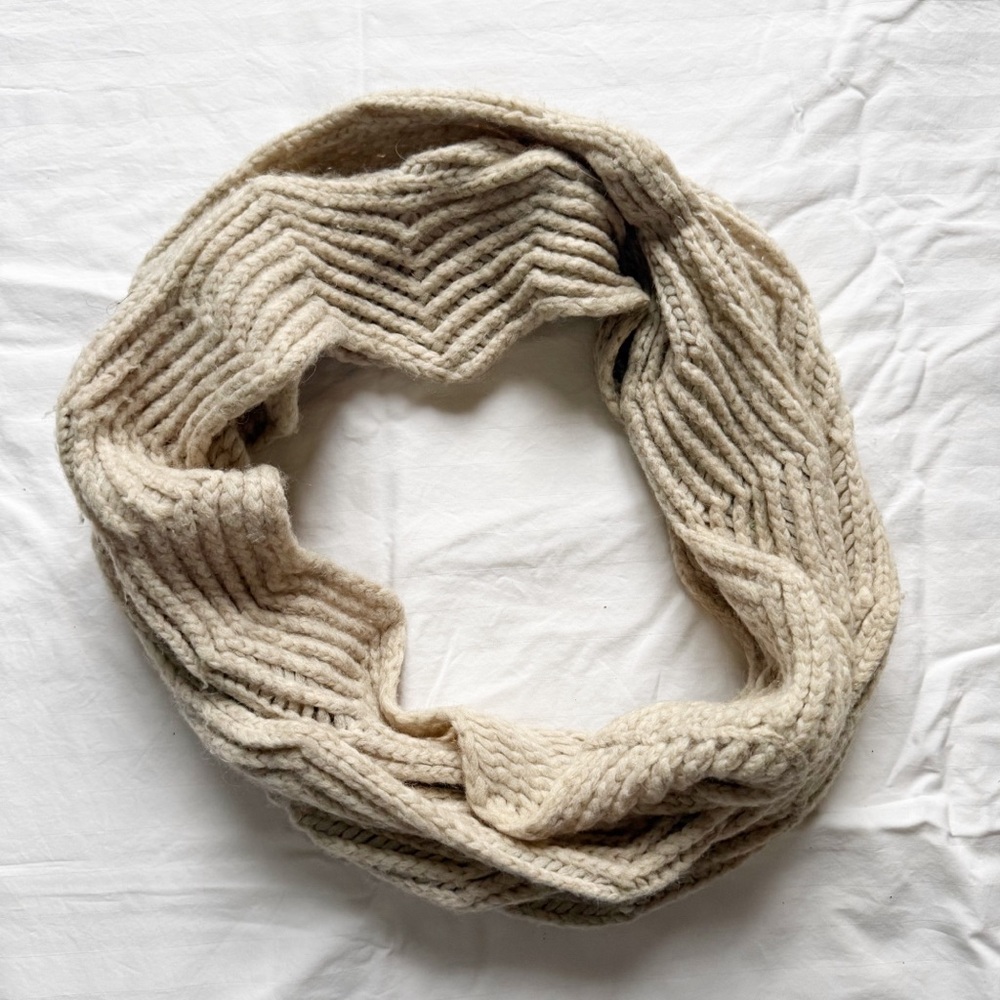 Cozy Cream Knit Circle Scarf